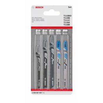 Bosch Accessories 2608667857 Stichsägeblätter-Set Holz und Metall Basic, 5-teilig, T-Schaft