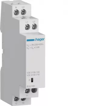 Hager EUU100 Phasenüberwachungsrelais, 3-phasig, 1 Wechselkontakt, 3x230/400V AC