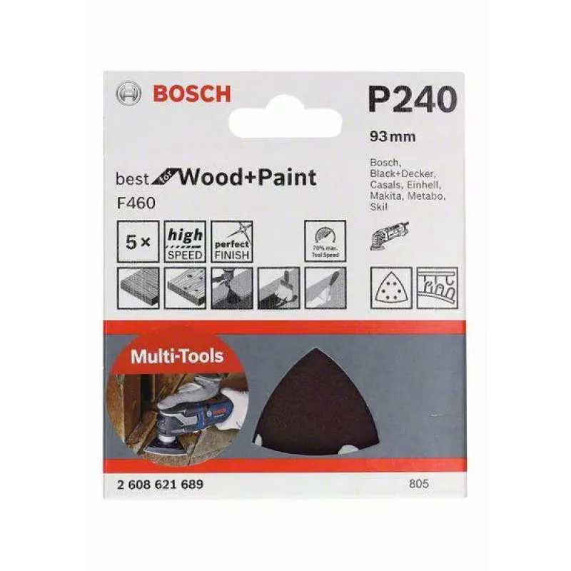 Bosch 2608621689 Delta-Schleifblatt P240 93 mm 5er-Pack