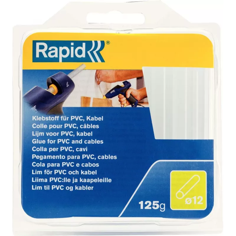 Rapid Heißklebesticks für PVC & Kabel, 12 mm Durchmesser, kurz, transparent, 1 Stück 40107358