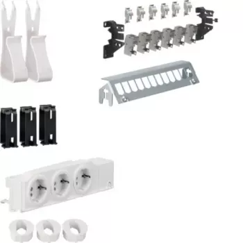 HAGER UM00M1 Multimedia-Verteilerset mit 3 Schuko-Steckdosen und 12 RJ45 Cat.6 Patch-Ports, 24 TE