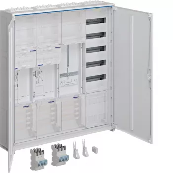 HAGER ZB34SEQ29EN univers Z Komplettschrank, 2 Zählerplätze, 3 Felder, 5 Reihen, 180 Module, IP44, Weiß