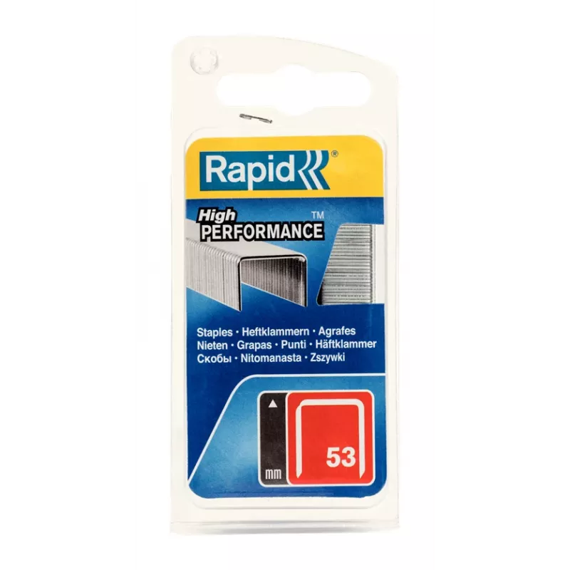 Rapid No. 53 Feindrahtklammern, 12 mm Schenkellänge, verzinkter Stahl, 2500er Packung 40109505