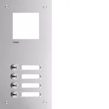 Hager RTQ104X Sprechanlagen-Frontplatte, 4-Tasten, Aluminium