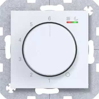 Hager WAN5011WM Raumtemperaturregler 230V 15W Dreh-/Drucktaster Heizen/Kühlen Polarweiß