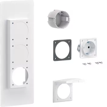 Hager universZ Flanschmontierte Schuko-Steckdose, 1-fach, 250 V, 16 A, Lichtgrau ZY01SD