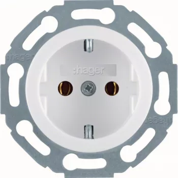Hager WTS1300WG Schuko-Steckdose, Polarweiß glänzend, 1-fach, Unterputz, 16 A, 250 V, kindergesichert