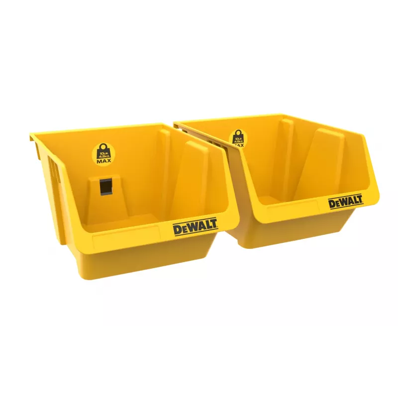 DEWALT DWST82813-1 TSTAK Werkzeugkoffer Doppelpack – 2x 14L stapelbare Kunststoffbehälter, Schwarz/Gelb