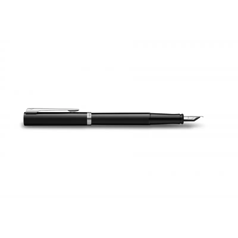 Waterman Impression Füllfederhalter schwarzer Lack Chrom-Zierring feine Feder blaue Tinte Geschenkbox 2225496