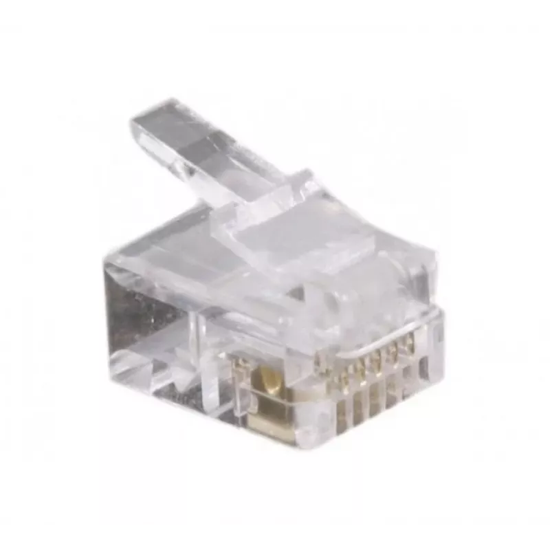 Exertis Connect RJ12 Modularstecker für Flachkabel, ungeschirmt, 6P6C, 10er-Pack (920630)