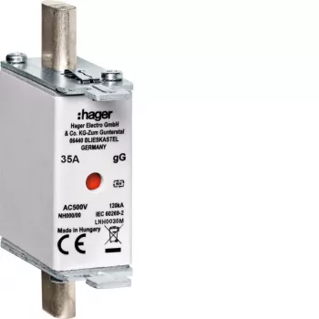 Hager LNH0035M NH000 gG 500V 35A Sicherungseinsatz mit K-Melder Schlagstiftmelder