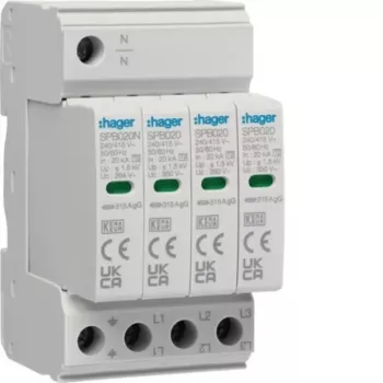 Hager SPB420 Typ 2 Überspannungsableiter 3P+N 275V AC 40kA DIN-Schiene