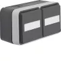 Hager WNC145 Aufputz-SCHUKO-Steckdose, 2-fach, horizontal, Klappdeckel, Beschriftungsfeld, Polarweiß