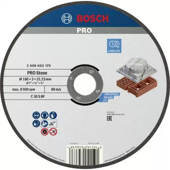 Bosch Trennscheibe 180 mm gerade Ausführung Typ 41 für Metall, 1 Stück 2608603179