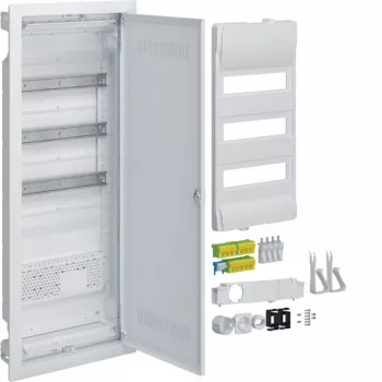 HAGER VH603WWH Multimedia-Verteilerschrank mit Steckdose und Kunststofftür