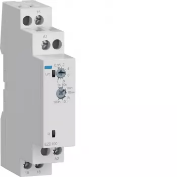 Hager EZD100 Multifunktions-Zeitrelais 24-240V AC/DC, 10 Funktionen, 1 CO-Kontakt, DIN-Schiene