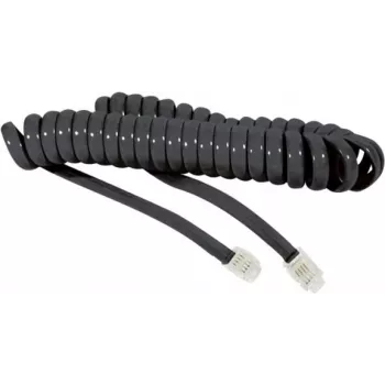 EXERTIS CONNECT Spiralkabel für Telefonhörer, Schwarz, Ausgezogene Länge 2,0 m 936650