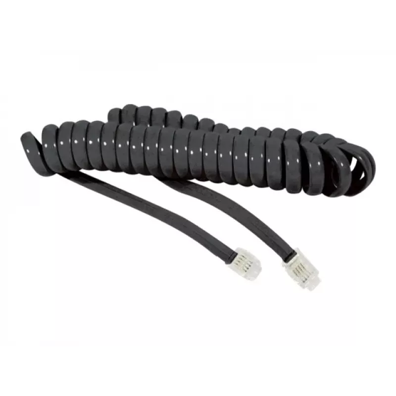 EXERTIS CONNECT Spiralkabel für Telefonhörer, Schwarz, Ausgezogene Länge 2,0 m 936650