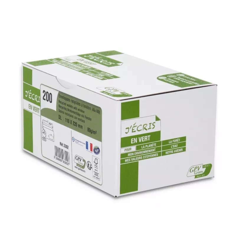 GPV ERAPure DL Fensterumschlag, 110 x 220 mm, Selbstklebend, Weiß, 1 Stück 3302