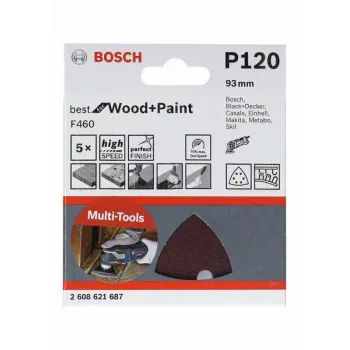 Bosch 2608621688 Delta Schleifpapier Körnung 180, 93 mm, 5 Stück
