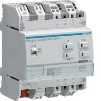 Hager TYAS604D KNX Secure Schalt-/Jalousieaktor 4/2-Kanal 16A C-Load