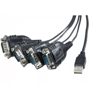 Exertis Connect USB-zu-Seriell-Adapterkabel, USB-A Stecker auf DB-9 Stecker, 1,3 m, Rändelschrauben, Schwarz 040344