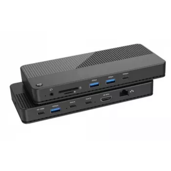 EXERTIS CONNECT KVM-Switch mit Dockingstation, HDMI 4K Ultra HD, LAN, 4-Port USB-Hub, Audio, Kartenleser (061110)