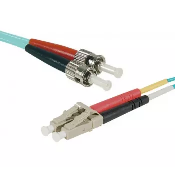 EXERTIS CONNECT LWL Patchkabel Eco, 50/125 µm, OM3-Faser, LC Duplex Stecker/ST Duplex Stecker, aqua, 5,0 m UPC UPC-Schliff (392734)