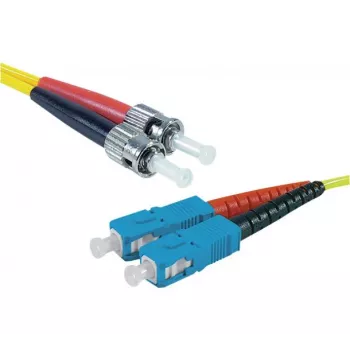 Exertis Connect ST/UPC auf SC/UPC Singlemode Duplex LWL Patchkabel, 2m, OS2, LSZH, Gelb 392882