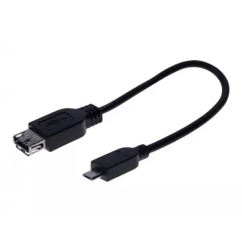 EXERTIS CONNECT Micro USB OTG Adapterkabel, USB-A Buchse zu Micro-B Stecker, 0,15 m, Schwarz 532416