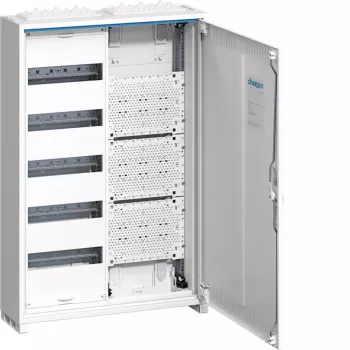 HAGER FWB52K1 Aufputz-Verteilerschrank, 60 PLE, 5 Reihen, IP44, Weiß
