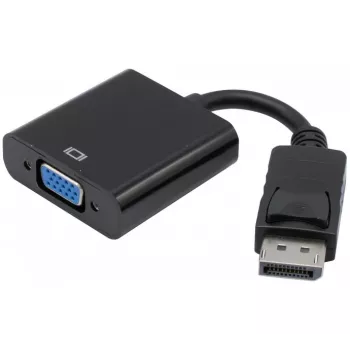 Exertis Connect DisplayPort 1.2 auf VGA Adapter mit Stereo-Audio, aktiv, DisplayPort Stecker auf VGA Buchse, Schwarz (127370)