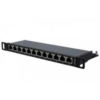 EXERTIS CONNECT Cat. 6A STP 10-Zoll 0,5U 12-Port Patchpanel, Schwarz 257312