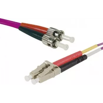 EXERTIS CONNECT Eco OM4 Glasfaser-Patchkabel LC Duplex auf ST Duplex, 50/125 µm, Erika-Violett, 1,0 m, UPC Polish 392791