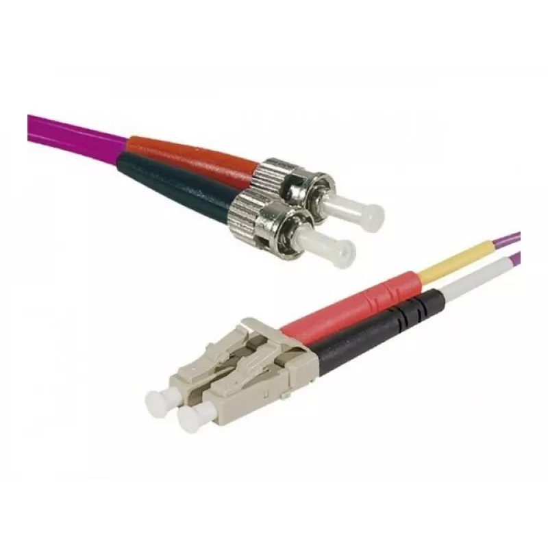 EXERTIS CONNECT Eco OM4 Glasfaser-Patchkabel LC Duplex auf ST Duplex, 50/125 µm, Erika-Violett, 1,0 m, UPC Polish 392791