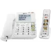 Geemarc AMPLIDECT COMBI-PHOTO 295 Schnurgebundenes Seniorentelefon mit Anrufbeantworter, Fototasten, Hintergrundbeleuchtetem Display, Weiß