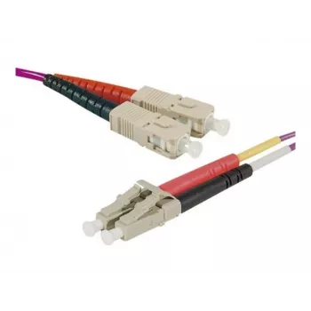 EXERTIS CONNECT LWL Patchkabel Eco, 50/125 µm, OM4-Faser, SC Duplex Stecker/LC Duplex Stecker, erika-violet, 3,0 m UPC UPC-Schliff (392803)