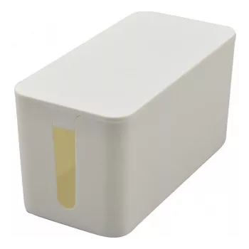 Exertis Connect Kleine Kabelmanagement-Box für Steckdosenleisten, Weiß, 240 x 120 x 130 mm 573425