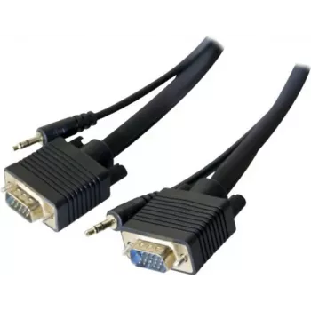 EXERTIS CONNECT S-VGA-Monitorkabel mit Audio, 15-poliger HD D-Sub Stecker auf Stecker, 5,0 m, Schwarz 137221