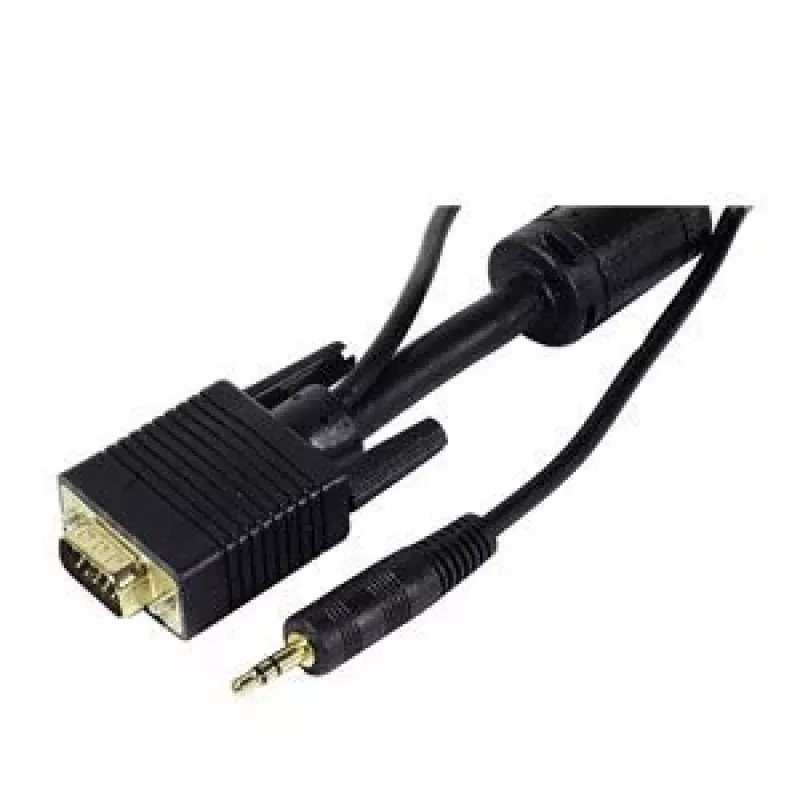 EXERTIS CONNECT S-VGA-Monitorkabel mit Audio, 15-poliger HD D-Sub Stecker auf Stecker, 5,0 m, Schwarz 137221