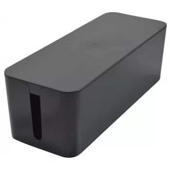 Exertis Connect Kabelmanagement-Box Groß für Steckdosenleisten, Schwarz, 400 x 160 x 135 mm 573424