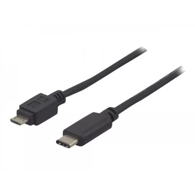 EXERTIS CONNECT USB 2.0 Kabel, USB Typ-C auf Micro-B, Schwarz, 1,0 m 150301