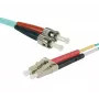 EXERTIS CONNECT LWL Patchkabel Eco, 50/125 µm, OM3 Faser, LC Duplex auf ST Duplex, Aqua, 3,0 m, UPC Polish 392733