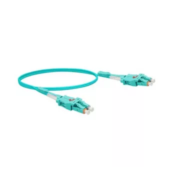 EXERTIS CONNECT Uniboot LWL-Patchkabel, OM3, LC Duplex auf LC Duplex, UPC, Aqua, 2 m 392942