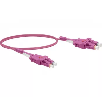 Exertis Connect LC/UPC zu LC/UPC OM4 Multimode Duplex LWL Patchkabel, 2m, Uniboot, Halogenfrei, Erika Violett 392952