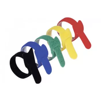 Exertis Connect Klett-Kabelbinder-Set, 210 mm x 16 mm, 15 Stück, 5 Farben (Schwarz, Blau, Grün, Gelb, Rot)