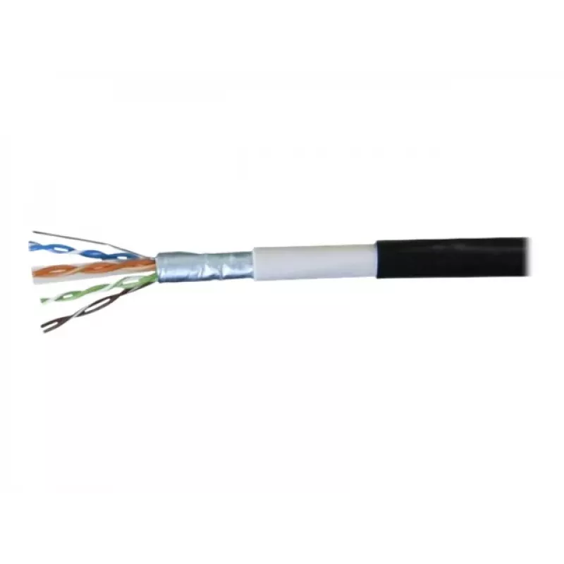 EXERTIS CONNECT Cat6 F/UTP wasserdichtes Outdoor-Patchkabel, 2m, Schwarz 845040