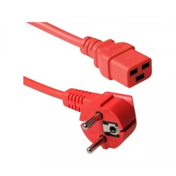 Exertis Connect 16 A gewinkeltes Schuko-auf-gerades C19-Stromkabel, Rot, 2 m 640055