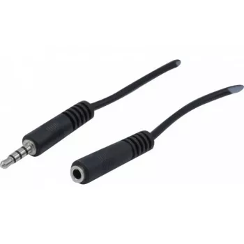 EXERTIS CONNECT 3,5mm Stereo-Audio-Verlängerungskabel, Stecker auf Buchse, 2m, Schwarz 721133
