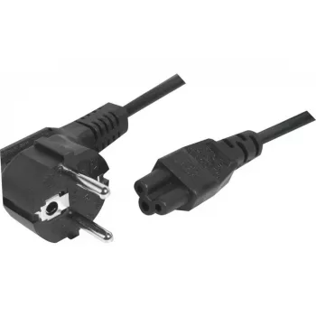 Exertis Connect Gewinkeltes Schuko-auf-IEC-C5-Stromkabel, Schwarz, 1,0 m 808359